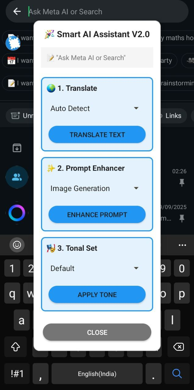 Typing Smart UI screen
